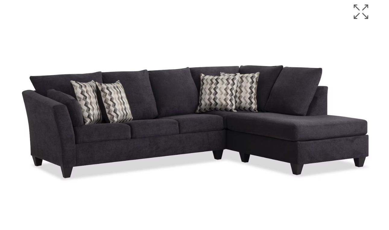 Bob’s Furniture Virgo Charcoal 119'' 2 Piece Right Arm Facing Chaise Sectional