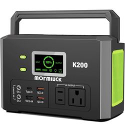 Portable Power Station 200W, 118Wh Solar Generator (Solar Panel not Included) With 8-Port，110V/200W (250W peak) AC, USB, Type-C For CPAP Camping Home 