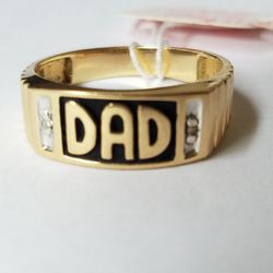 14k Yellow Gold "DAD"Ring With Diamonds Size 10