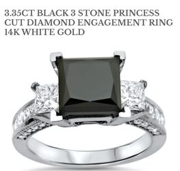 3.35karat BLACK DIAMOND Wedding Ring & 14karat White Gold setting