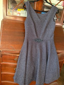 Navy Blue Sparkle Fit and Flare Dress