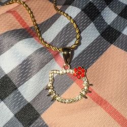 Big 18K Gold Filled Hello Kitty Pendant 