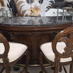 Custom Wooden Bar with Granite Top – Solid & Stylish