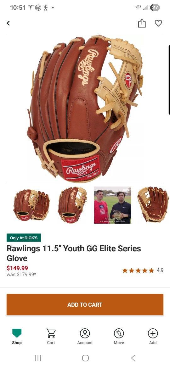 Rawlings 11.5" Youth GG Elite Series Glove