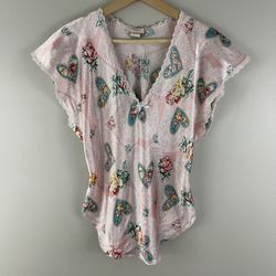 Vintage Y2K 90’s Pink Floral Hearts V Neck Sweetheart Valentines Day Satin Top