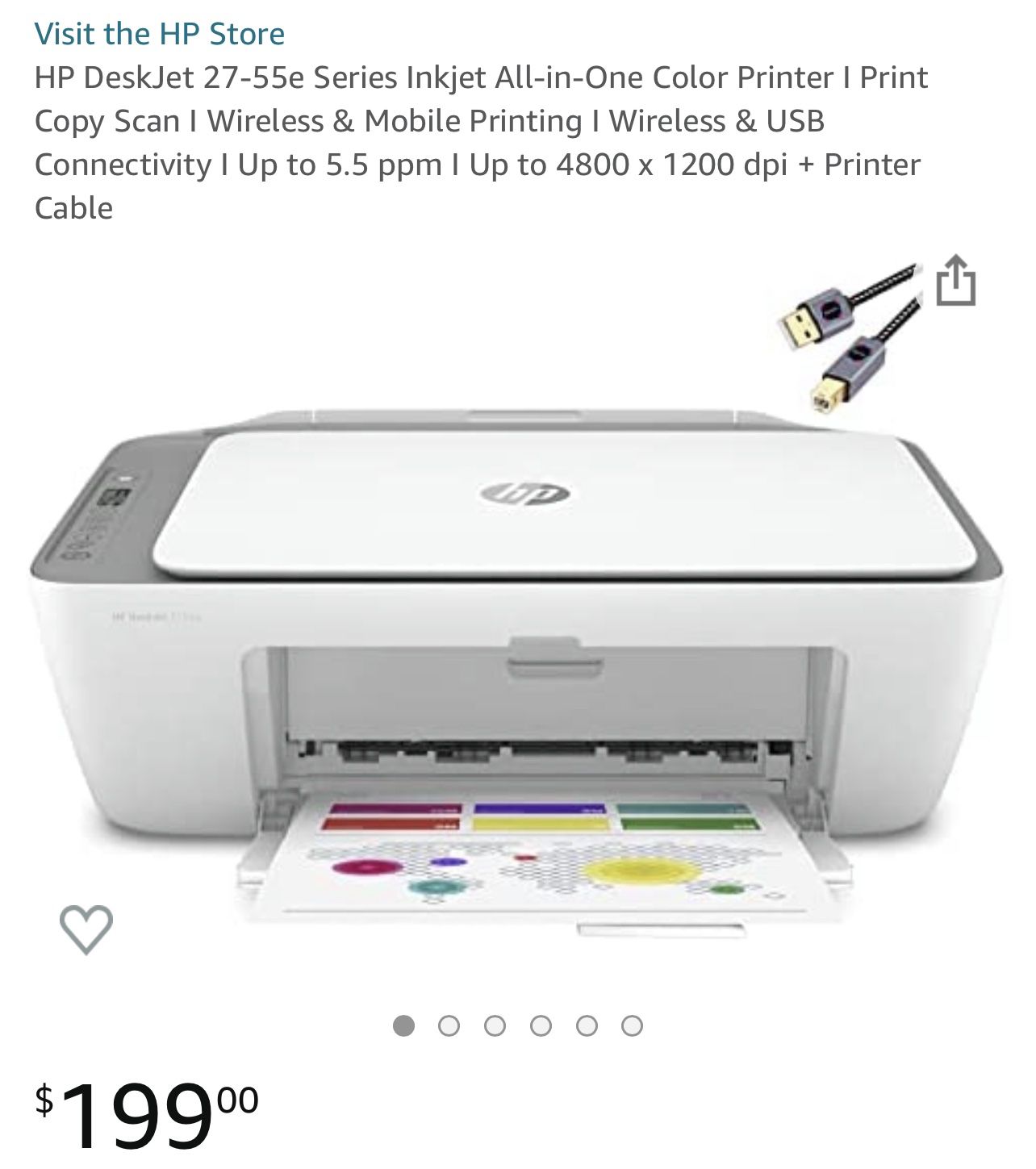 Visit the HP Store HP DeskJet 27-55e Series Inkjet All-in-One Color Printer I Print Copy Scan I Wireless & Mobile Printing I Wireless & USB Connectivi