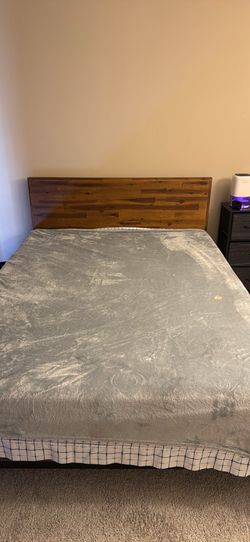 Frame and purple mattress