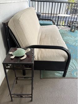 Futon  couch/bed & side table