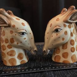 🔥 Vintage Fitz and Floyd Handpainted Giraffe Bookends 🔥