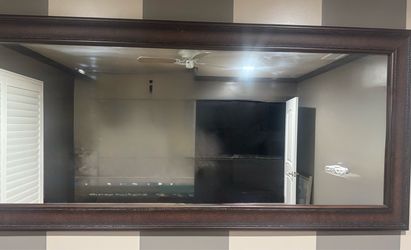 Large Wall Mirror Dark Brown Frame