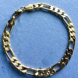 Men’s Figaro 7mm Bracelet 14k Gold Plated *Ship Nationwide Or Pickup Boca Raton