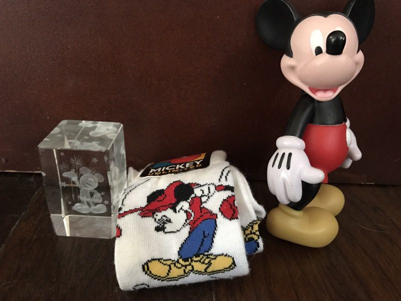 Mickey mouse collection. Socks figurine paperweight hologram