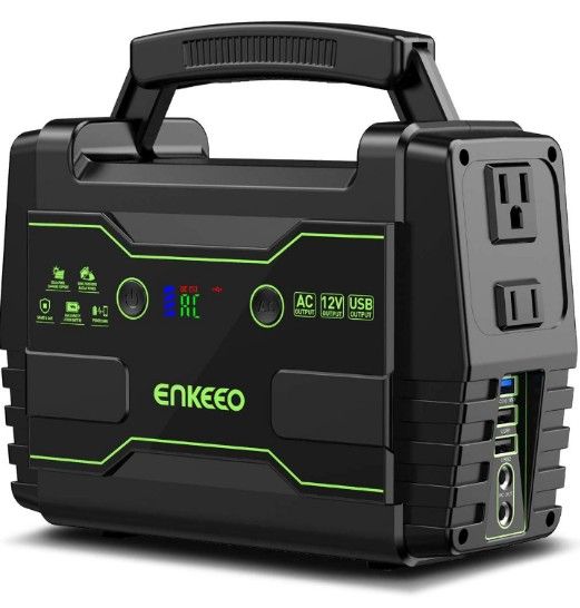 Portable Power Station 155Wh Lithium Battery Supply with AC DC QC3.0 USB Ports, Solar Electric Generator for Camping Travel Home Emergency