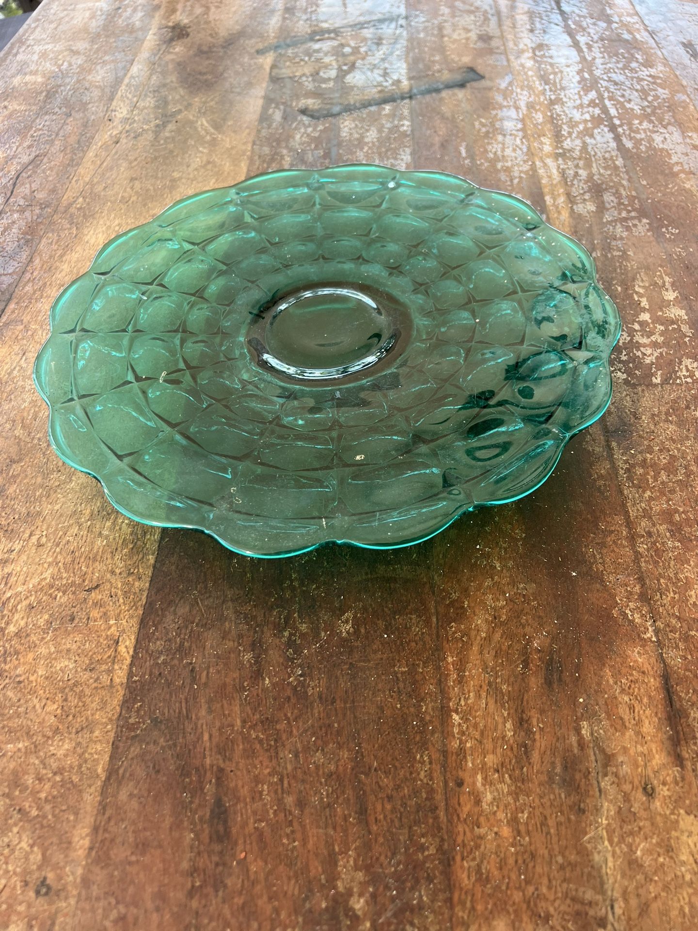Green Glass Cake Stand Plate