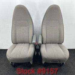 Gray Cloth Power Bucket Front Seats For A 2010 Through 2014 Chevy Express GMC Savana Van Stock #9157