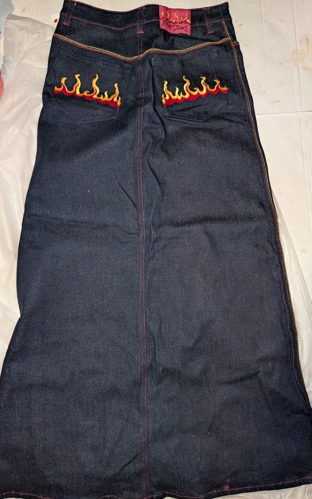 Betsey Johnson 90'S-Y2K Embroidered Fire.Pocket Skirt Size s