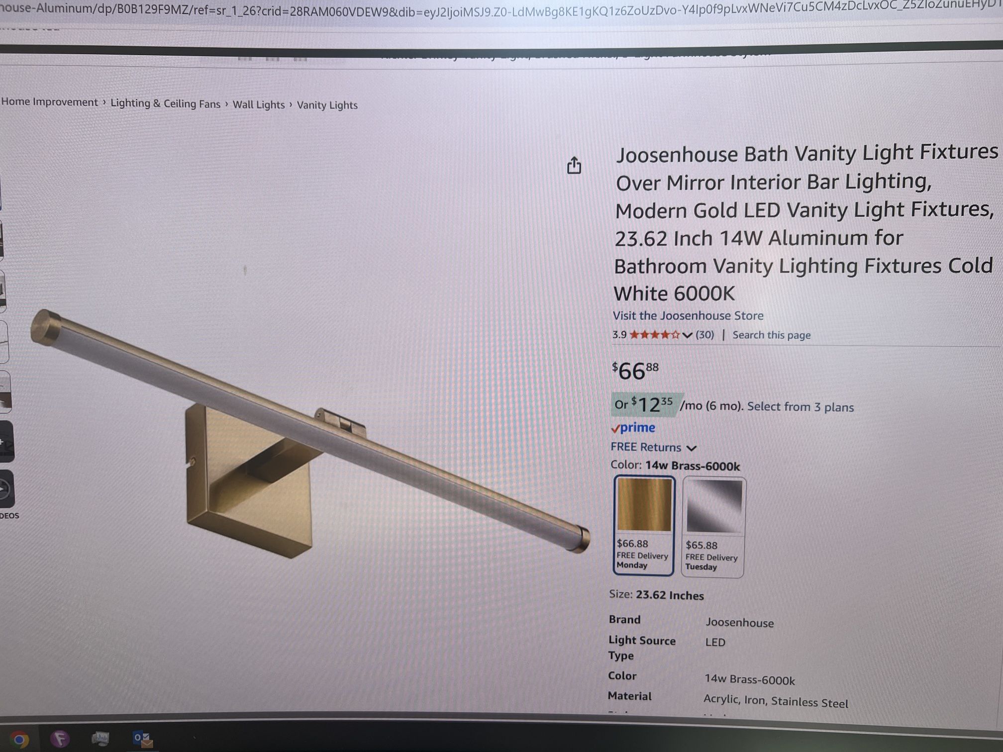 LED vanity light or picture light- Brass-24” long- new in box