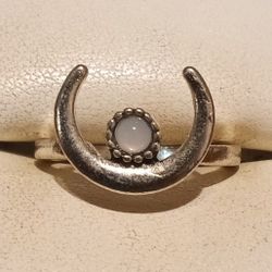 Sterling Silver Moonstone Crescent Moon Ring.