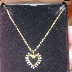 Solid 10k Gold & Diamond Pendant On Gold Filled Chain 