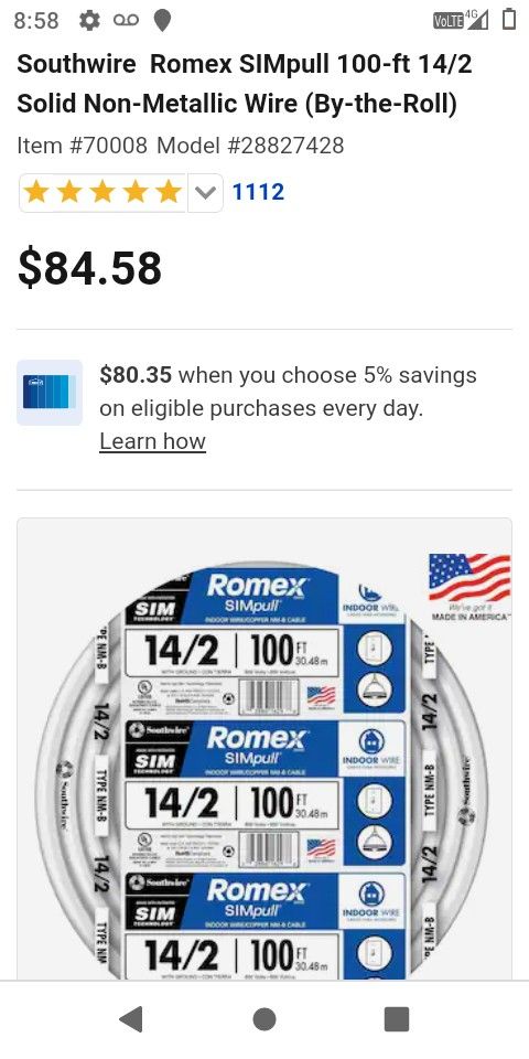 14/2 100-ft. Romex SIMpull Non-Metallic Wire (By-The-Roll)