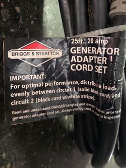 Briggs & Stratton 25 foot generator adapter cord set
