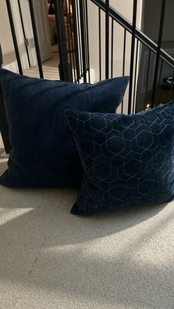2 blue throw pillows