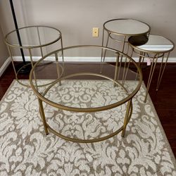 Glass & Bronze Accent Table Set – 4 Pieces