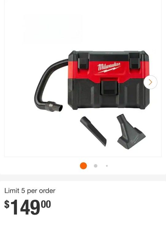 Milwaukee M18 2-gallon vacuum (Tool-Only) New unopened