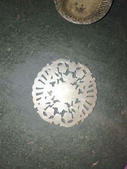 Vintage Wallace Round Silverplate Trivet with Etched Floral Design