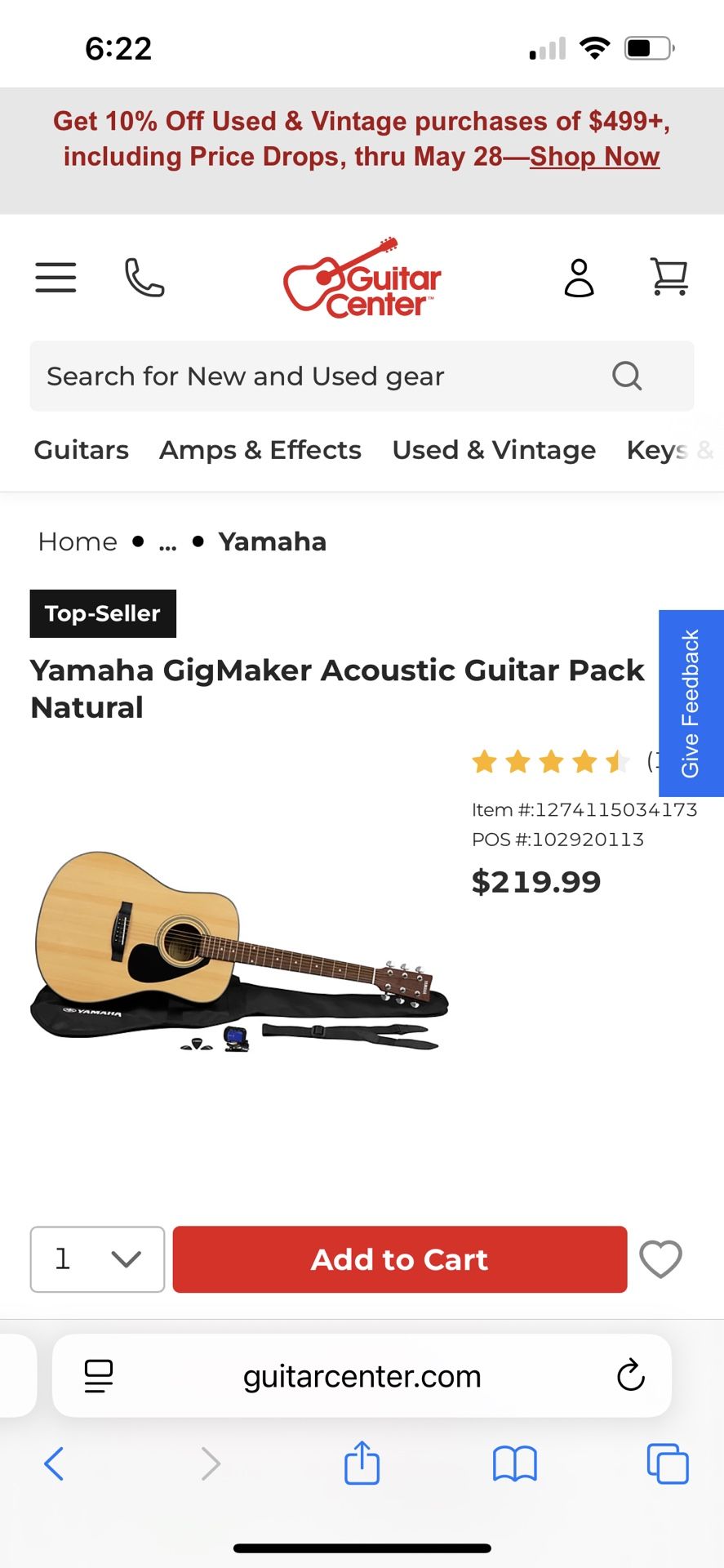 Yamaha GigMaker Acoustic Guitar Pack Natural