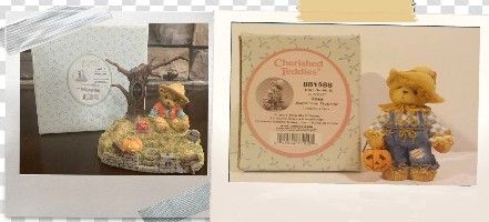 (2) Cherished Teddies Figurines Halloween , Tom, Boo-tI-ful, AVON NIB RARE VTG