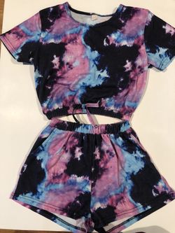 Tie-Dyed Two Piece Pajama Set