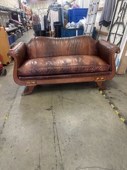 Brown leather couch