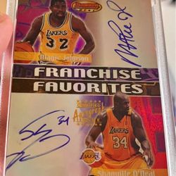2001 Bowman' Best Shaquille O'Neal Magic Johnson Dual Auto Autograph #FF3A