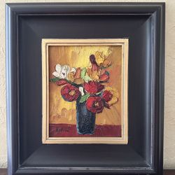 Framed Original Floral Painting 