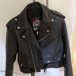 Biker Leather Jacket M