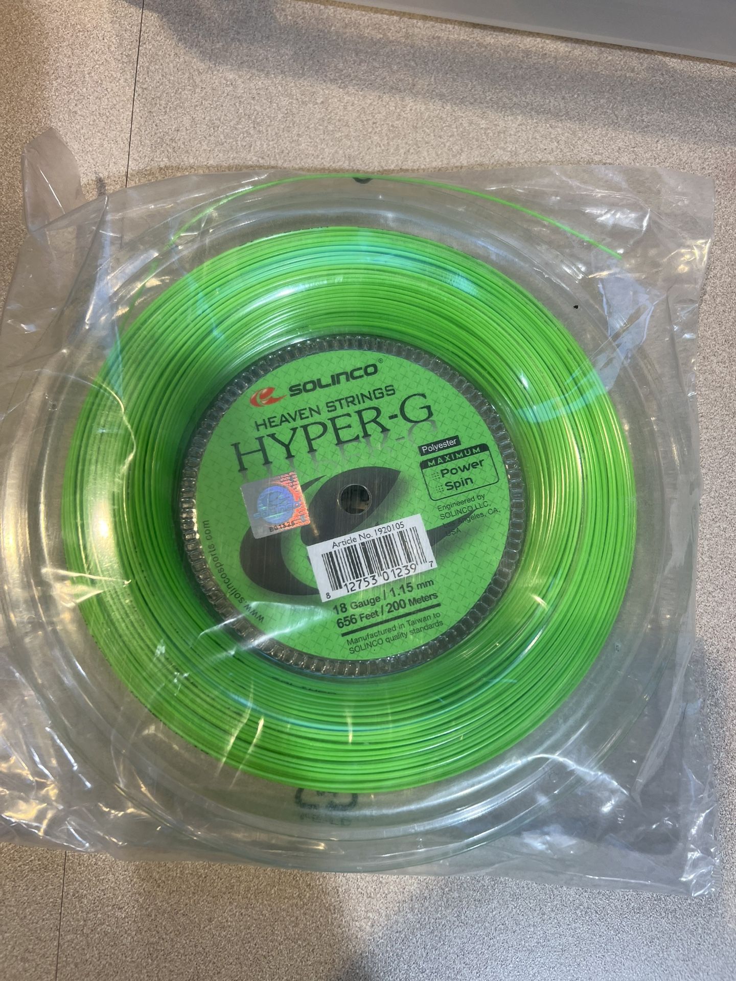 Solinco Hyper-G (18 Gauge - 1.15) Tennis String Reel (200M / 660 Ft)