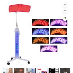 7 Color LED Light Therapy Facial Beauty Machine for Skin Rejuvenation, PDT Skin Treatment with Wheels, Red, Blue, Yellow Lights