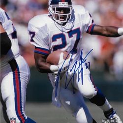 New York Giants Rodney Hampton Signed Autographed 8x10 Photo White Jersey