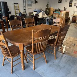 Wood Table With 6 Chairs 