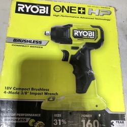 RYOBI 18V Compact Brushless 3/8 Impact Wrench