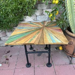Industrial Style Coffee Table/side Table! Metal Base With Wood Top.