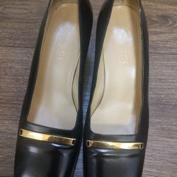 Vintage Gucci Cassia Leather Block Heel Pump Size 8 B