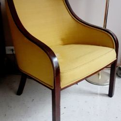 Vintage Upholstered Chair Curved Wood