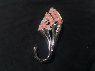 Silver Plated Pink and Blue Brooch