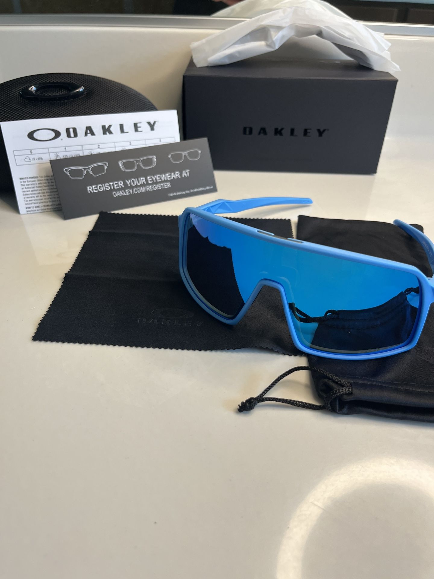 Blue Oakley Sutro sunglasses