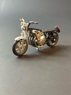 Diecast Motorcycle Toy Model Chopper Cruiser Silver Black Hong Kong Vintage