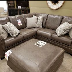 Brand New Ashley Couch Real Leather Roleson Quarry Leather Sectional 