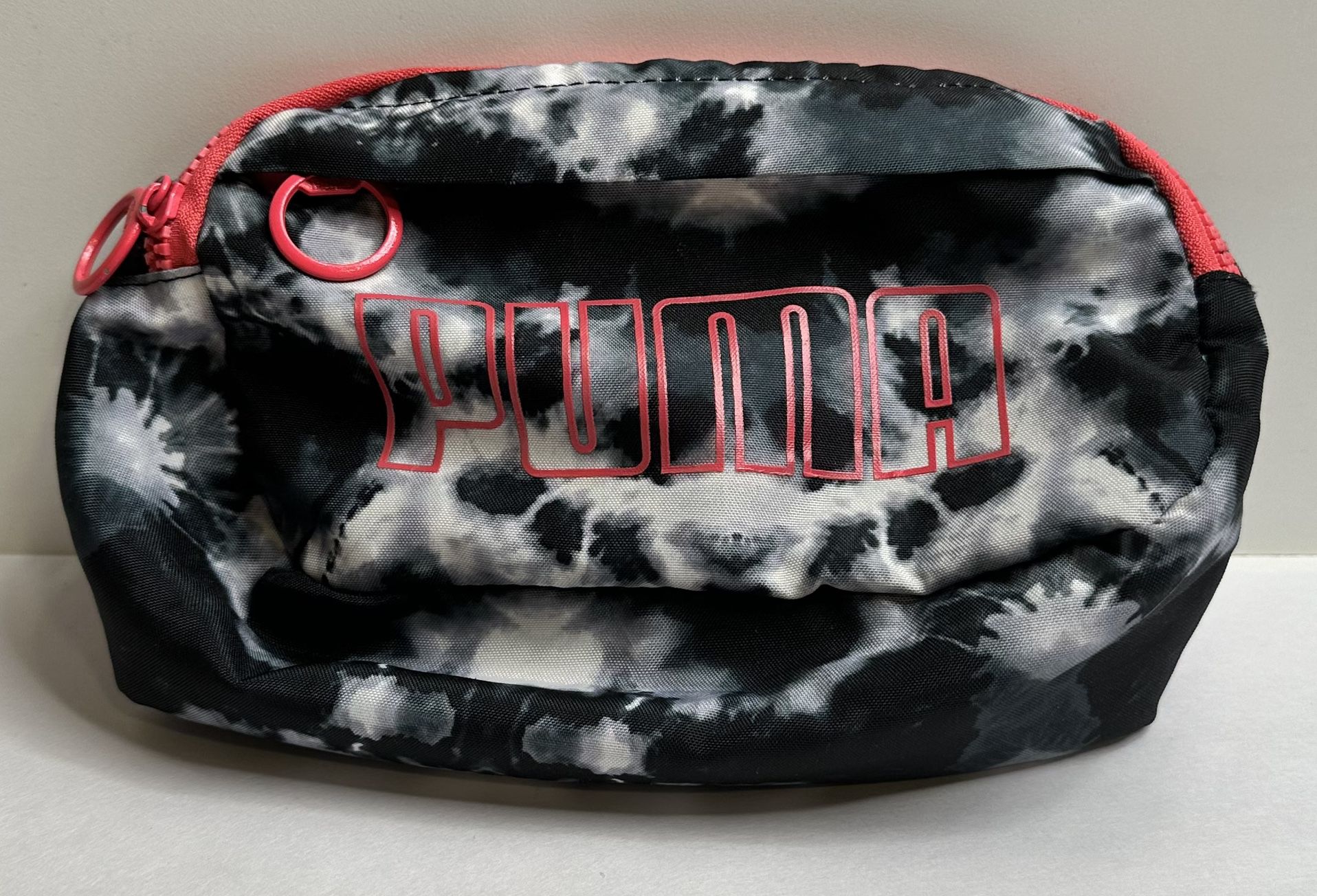 Puma Tie Dye Fanny Pack Waist Bag Black Hot Pink Adjustable Strap Pre Owned