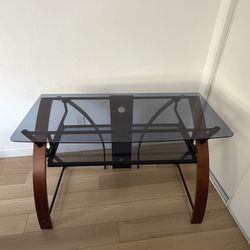 Glass Top Desk With Wood 